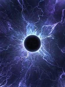 Preview wallpaper planet, lightning, eclipse, halo, glow, purple