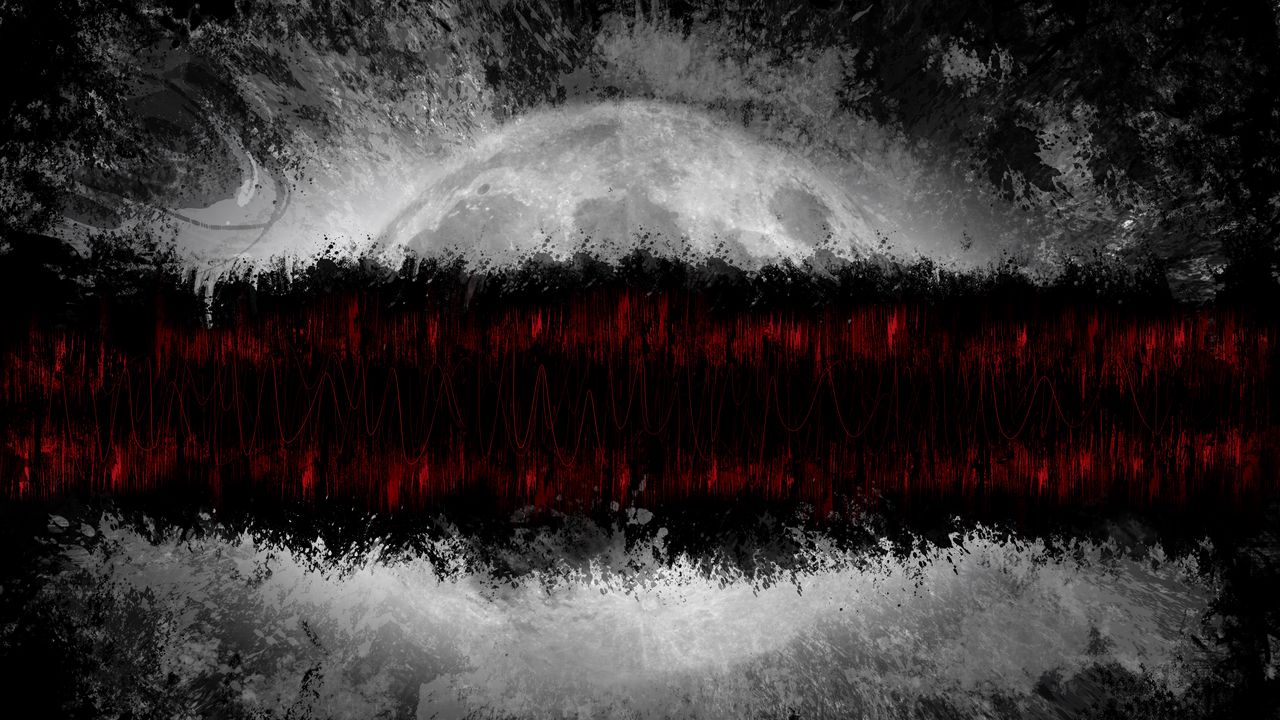 Wallpaper planet, lines, paint, abstraction, dark, red, gray