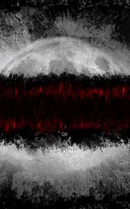 Preview wallpaper planet, lines, paint, abstraction, dark, red, gray