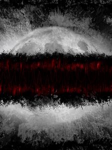 Preview wallpaper planet, lines, paint, abstraction, dark, red, gray