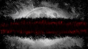 Preview wallpaper planet, lines, paint, abstraction, dark, red, gray