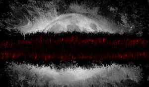 Preview wallpaper planet, lines, paint, abstraction, dark, red, gray