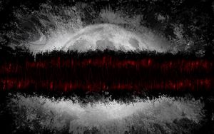 Preview wallpaper planet, lines, paint, abstraction, dark, red, gray