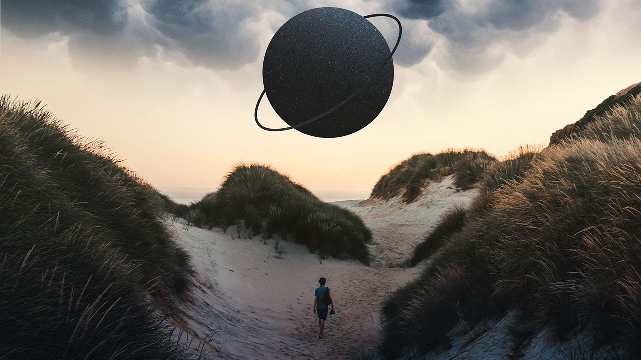 Wallpaper planet, man, photoshop, loneliness, lonely