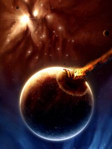 Preview wallpaper planet, meteorite, explosion, space