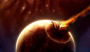 Preview wallpaper planet, meteorite, explosion, space