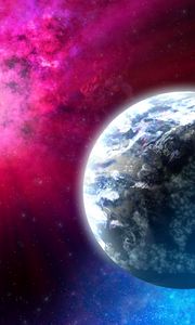 Preview wallpaper planet, rays, space, stars