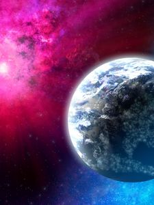 Preview wallpaper planet, rays, space, stars