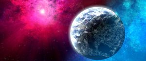 Preview wallpaper planet, rays, space, stars