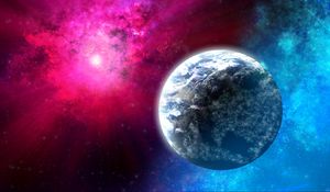 Preview wallpaper planet, rays, space, stars