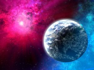 Preview wallpaper planet, rays, space, stars