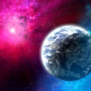Preview wallpaper planet, rays, space, stars