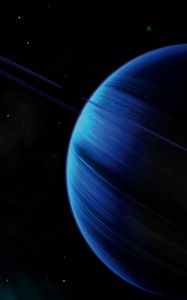 Preview wallpaper planet, ring, blue, dark, space