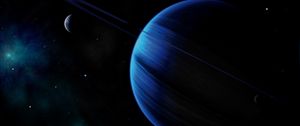 Preview wallpaper planet, ring, blue, dark, space