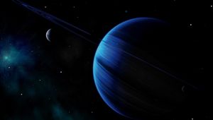 Preview wallpaper planet, ring, blue, dark, space