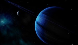 Preview wallpaper planet, ring, blue, dark, space