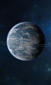 Preview wallpaper planet, ring, moon, stars, galaxies