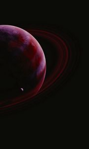 Preview wallpaper planet, ring, satellite, dark, space