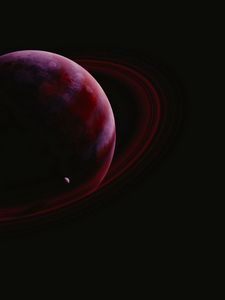 Preview wallpaper planet, ring, satellite, dark, space
