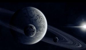 Preview wallpaper planet, ring, star, light, space