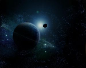 Preview wallpaper planet, ring, star, space