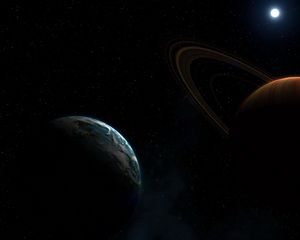 Preview wallpaper planet, ring, star, space