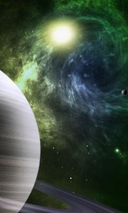 Preview wallpaper planet, ring, torsion, nebula