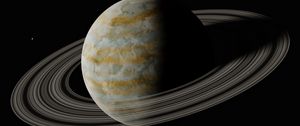 Preview wallpaper planet, rings, space, dark