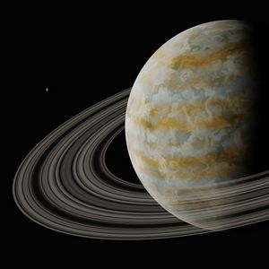 Preview wallpaper planet, rings, space, dark