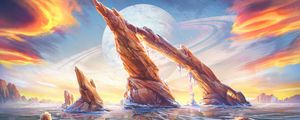 Preview wallpaper planet, rocks, fantasy, ice, art