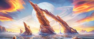 Preview wallpaper planet, rocks, fantasy, ice, art