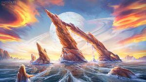 Preview wallpaper planet, rocks, fantasy, ice, art