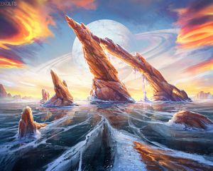 Preview wallpaper planet, rocks, fantasy, ice, art