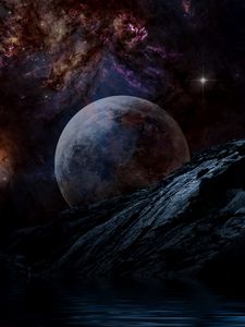 Preview wallpaper planet, rocks, space, galaxy