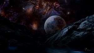 Preview wallpaper planet, rocks, space, galaxy