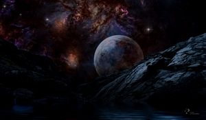 Preview wallpaper planet, rocks, space, galaxy