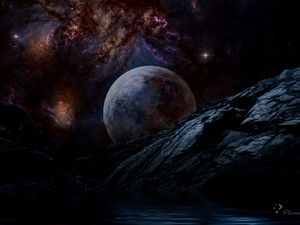 Preview wallpaper planet, rocks, space, galaxy