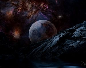 Preview wallpaper planet, rocks, space, galaxy
