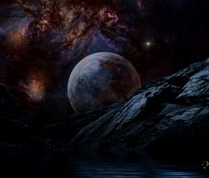 Preview wallpaper planet, rocks, space, galaxy