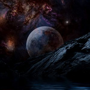 Preview wallpaper planet, rocks, space, galaxy