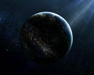 Preview wallpaper planet, satellite, lighting, light