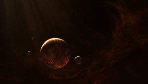 Preview wallpaper planet, satellite, space, dark, universe