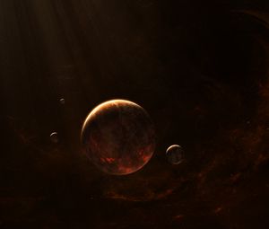 Preview wallpaper planet, satellite, space, dark, universe