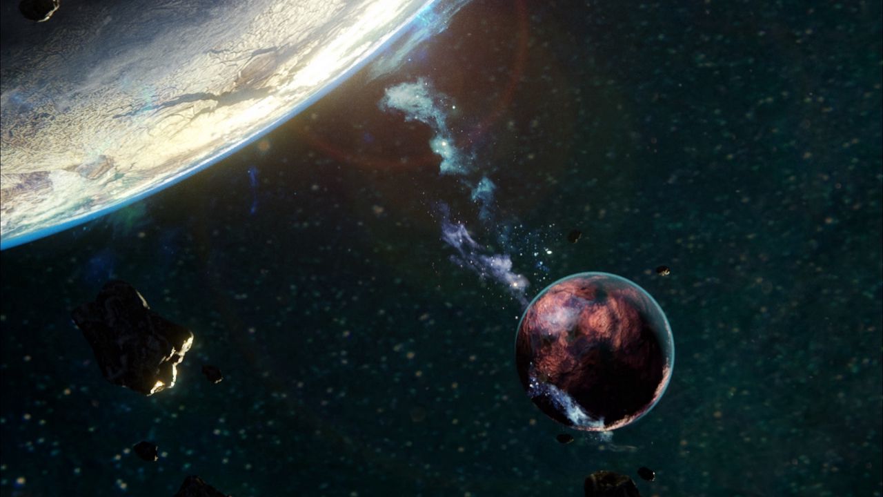 Wallpaper planet, satellite, space, asteroid