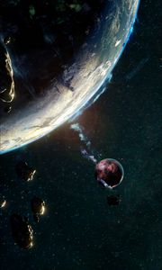 Preview wallpaper planet, satellite, space, asteroid