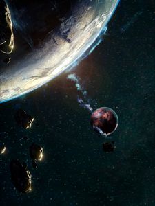 Preview wallpaper planet, satellite, space, asteroid