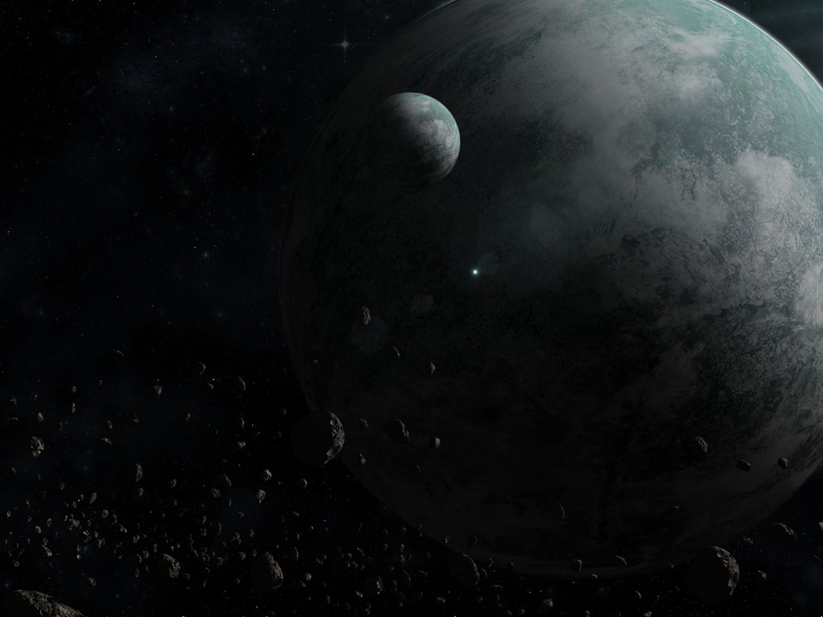 1152x864 Wallpaper planet, satellite, space, dark