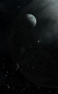 Preview wallpaper planet, satellite, space, dark