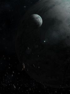 Preview wallpaper planet, satellite, space, dark