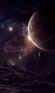 Preview wallpaper planet, satellite, space, stars